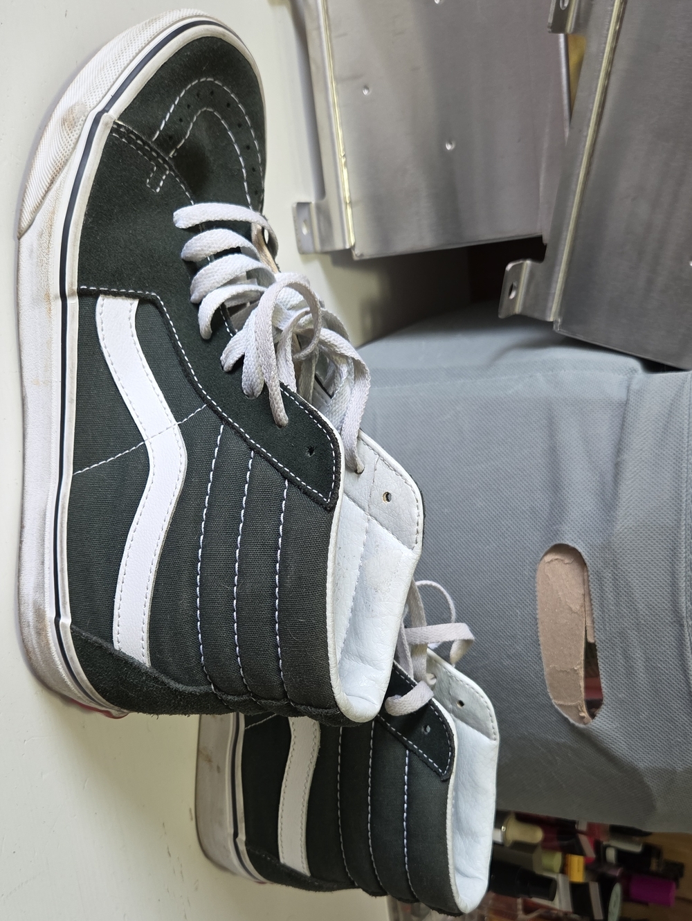 Vans Green and White Sk8-Hi Suede-Accent High Top Sneakers Mens 8 Womans 9.5
